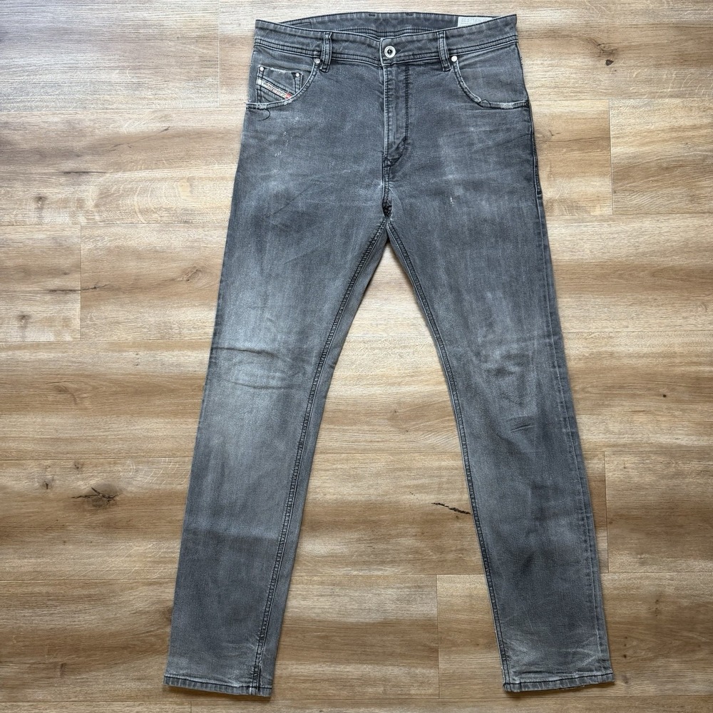Diesel Krayver‎ Jeans Men 31x32 Gray Slim Carrot Stretch Charcoal Faded 0666Q